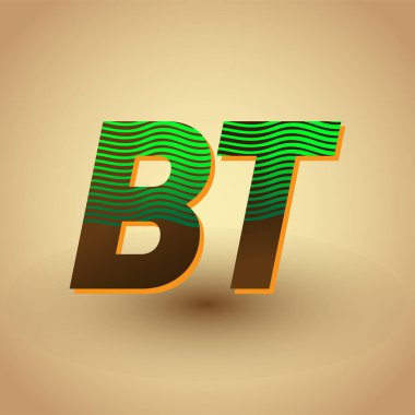 İlk harf BT renkli yeşil ve kahverengi çizgili kombinasyon, Vector logo tasarım şablonu elemanları işletmeniz veya şirket kimliğiniz için