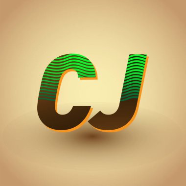 İlk harf logosu CJ çizgili kombinasyon ile yeşil ve kahverengidir, şirketiniz veya şirket kimliğiniz için vektör logo tasarım şablonu elementleri