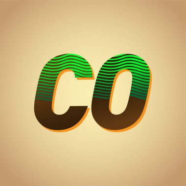 İlk harf CO renkli yeşil ve kahverengi çizgili kombinasyon, şirket kimliğiniz için vektör logo tasarım şablonu elemanları