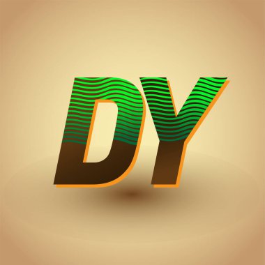 İlk harf DY logosu çizgili yeşil ve kahverengi, şirketiniz veya şirket kimliğiniz için vektör logo tasarım şablonu unsurları