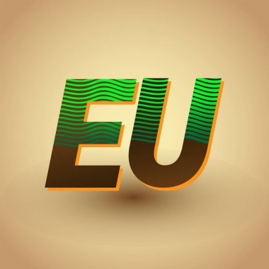 İlk harf logosu çizgili çizgili yeşil ve kahverengi renkli AB logosu, şirket veya şirket kimliğiniz için vektör logosu şablonu unsurları