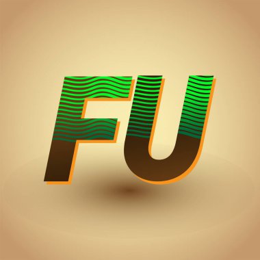 İlk harf logosu FU renkli yeşil ve kahverengi çizgili kombinasyon, şirket veya şirket kimliğiniz için vektör logo tasarım şablonu unsurları