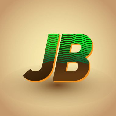 İlk harf logosu JB renkli yeşil ve kahverengi çizgili kombinasyon, şirket veya şirket kimliğiniz için vektör logo tasarım şablonu unsurları