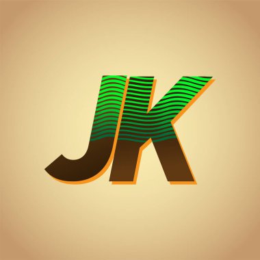 İlk harf logosu JK renkli yeşil ve kahverengi çizgili kombinasyon, şirket veya şirket kimliğiniz için vektör logo tasarım şablonu elemanları