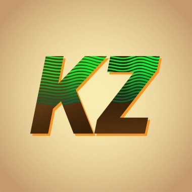 İlk harf logosu KZ çizgili kombinasyonu olan yeşil ve kahverengi renkli, şirket veya şirket kimliğiniz için vektör logo tasarım şablonu elemanları