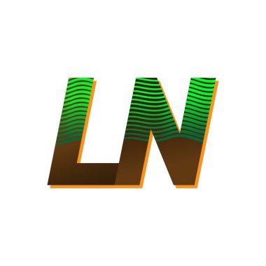İlk harf logosu LN renkli yeşil ve kahverengi çizgili kombinasyon, şirket veya şirket kimliğiniz için vektör logo tasarım şablonu unsurları