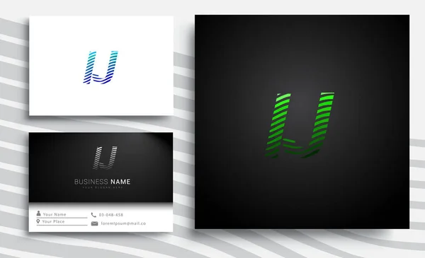 最初の文字のロゴ Ijの色緑と青のストライプセット あなたのビジネスや会社のアイデンティティのためのベクトルのロゴデザインテンプレート要素 — ストックベクタ