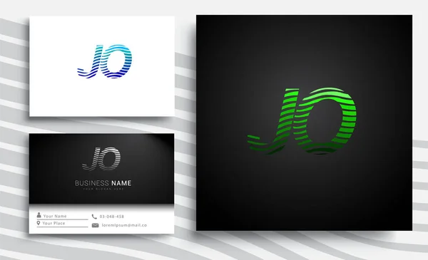 最初の文字のロゴあなたのビジネスや会社のアイデンティティのためのストライプセット ベクトルのロゴデザインテンプレート要素と緑と青のJo — ストックベクタ