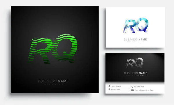 Logotipo Inicial Color Verde Azul Con Juego Rayas Elementos Plantilla — Vector de stock