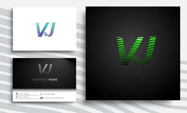 Harf Logosu Renkli Yeşil Mavisi Çizgili Set Vector Logo Tasarım — Stok Vektör