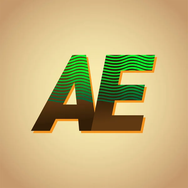 Początkowe Logo Litery Kolorze Zielonym Brązowym Kompozycją Paski Elementy Szablonu — Wektor stockowy