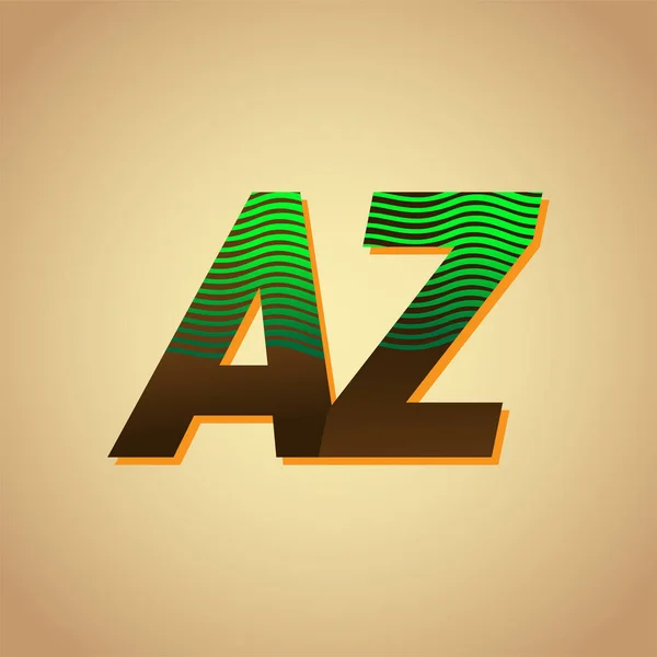 Letra Inicial Logo Color Verde Marrón Con Composición Rayas Elementos — Vector de stock