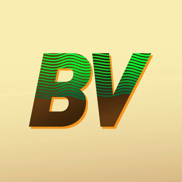 初始字母标识Bv为绿色和棕色 带有条纹组合 向量标识为您的企业或公司标识设计模板元素 — 图库矢量图片