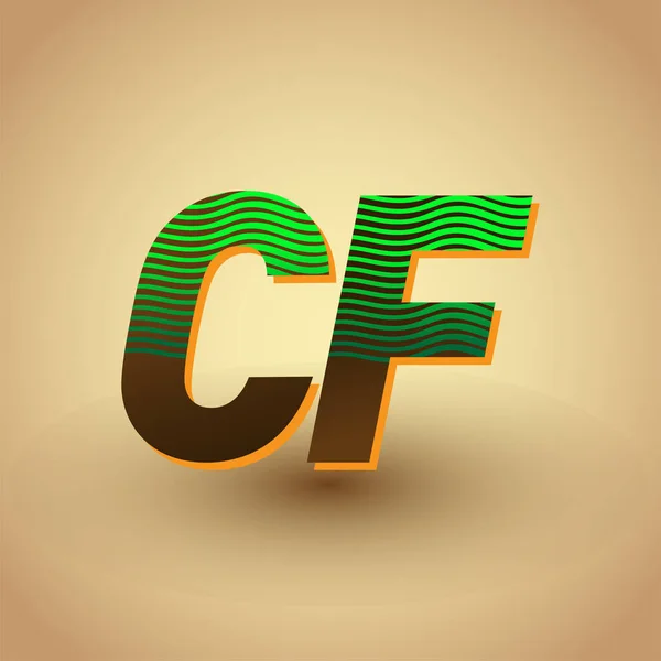 Lettera Iniziale Logo Colorato Verde Marrone Con Compotition Strisce Elementi — Vettoriale Stock