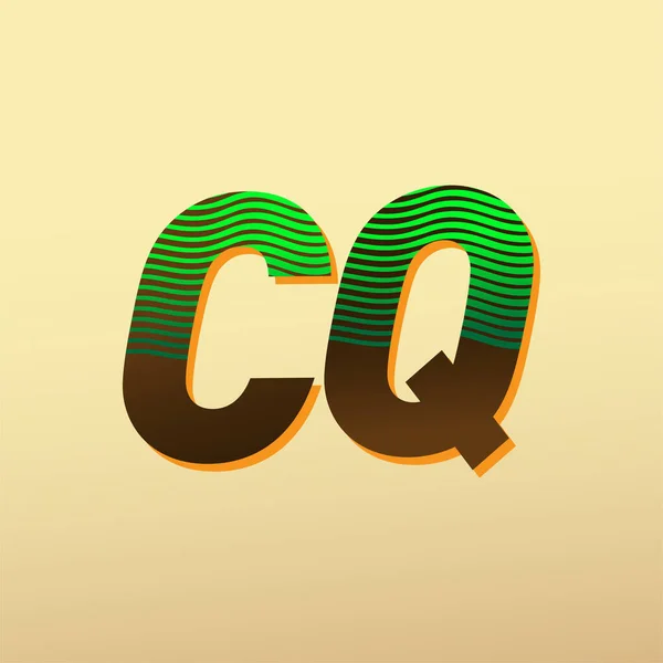 最初の文字のロゴCqは 縞模様の組成物と緑と茶色の色 あなたのビジネスや会社のアイデンティティのためのベクトルのロゴデザインテンプレート要素 — ストックベクタ