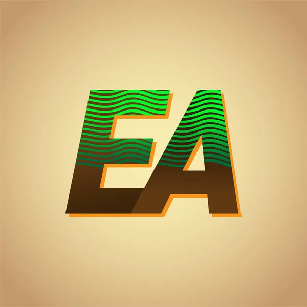 最初の文字のロゴあなたのビジネスや会社のアイデンティティのための縞模様の組成物 ベクトルのロゴデザインテンプレート要素と緑と茶色のEaの色 — ストックベクタ