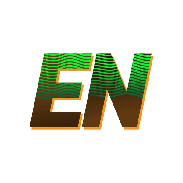 Początkowe Logo Literowe Kolorowe Zielone Brązowe Kompozycją Paski Elementy Szablonu — Wektor stockowy