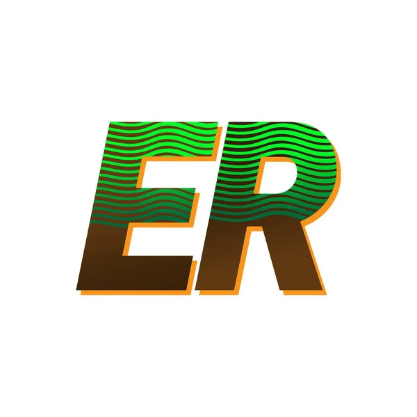 Początkowe Logo Litery Kolorze Zielonym Brązowym Kompozycją Paski Elementy Szablonu — Wektor stockowy