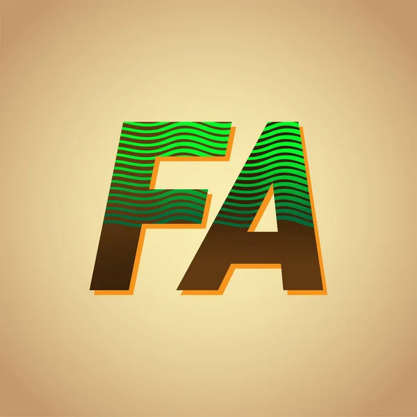 Начальная Буква Логотип Цветной Зеленый Коричневый Полосатой Композицией Элементы Шаблона — стоковый вектор