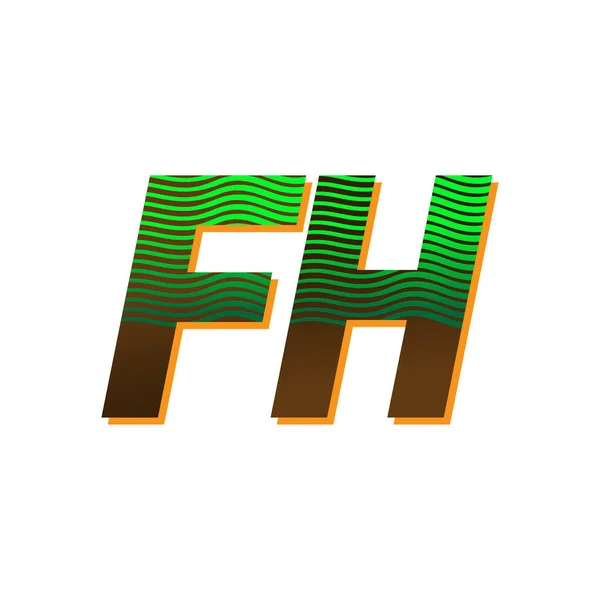 初始字母标识Fh绿色和棕色 带有条纹组合 向量标识为您的企业或公司标识设计模板元素 — 图库矢量图片