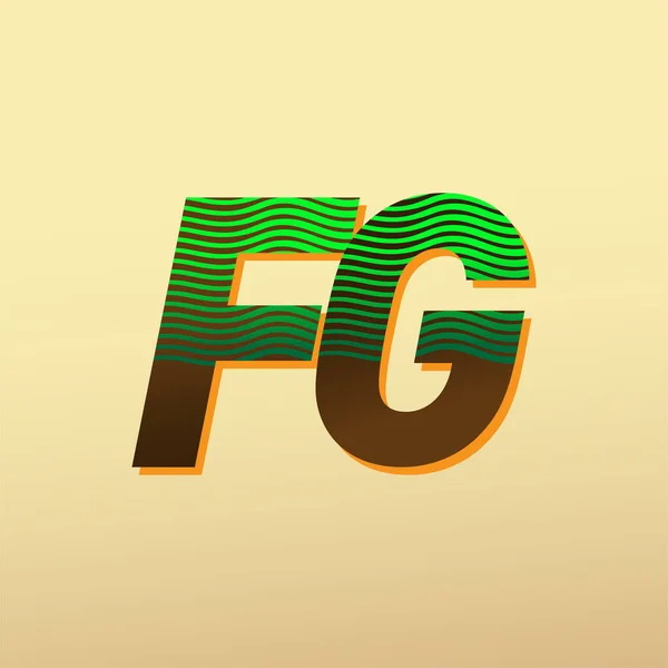 Начальная Буква Логотип Зеленого Коричневого Цвета Полосатой Композицией Элементы Дизайна — стоковый вектор