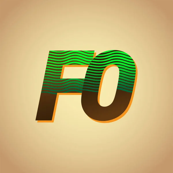 Logotipo Letra Inicial Colorido Verde Marrom Com Composição Listrada Elementos —  Vetores de Stock