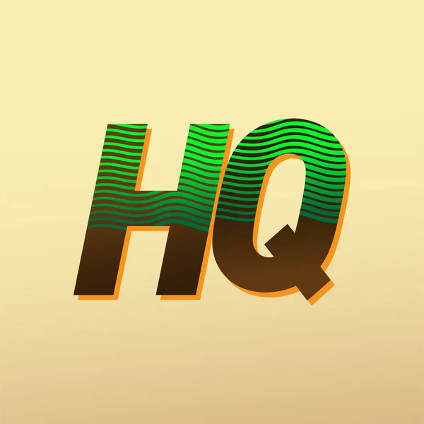 Начальная Буква Логотип Штаб Квартира Цветной Зеленый Коричневый Полосатой Композицией — стоковый вектор