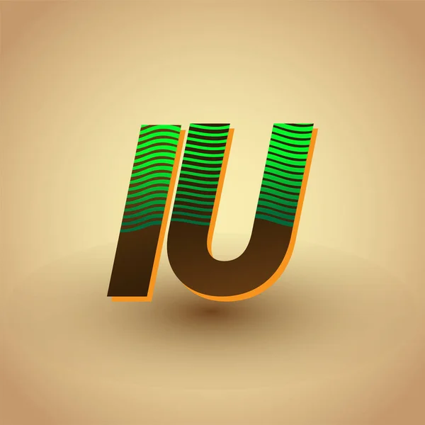 Initial Bokstav Logotyp Färgad Grön Och Brun Med Randig Kompott — Stock vektor