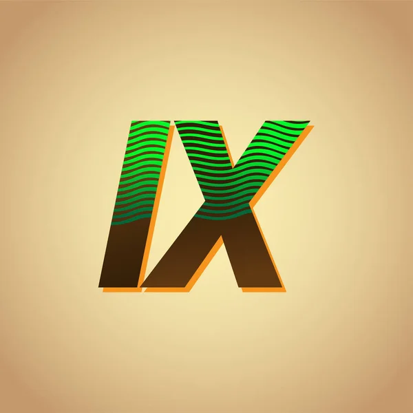 Lettre Initiale Logo Couleur Verte Marron Avec Compotition Rayée Éléments — Image vectorielle
