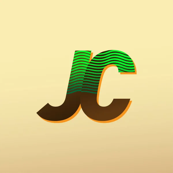初始字母标识Jc绿色和棕色 带有条纹组合 向量标识为您的企业或公司标识设计模板元素 — 图库矢量图片