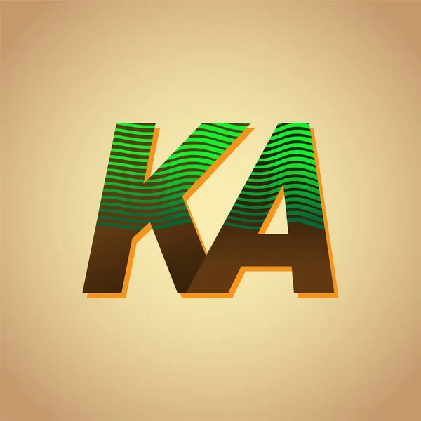Första Bokstaven Logotyp Färgade Grön Och Brun Med Randig Kompott — Stock vektor