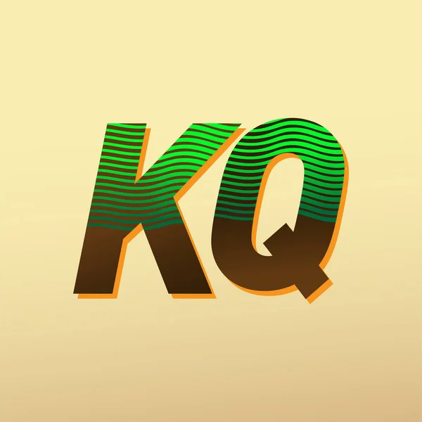 最初の文字のロゴKqは 縞模様の組成物と緑と茶色の色 あなたのビジネスや会社のアイデンティティのためのベクトルのロゴデザインテンプレート要素 — ストックベクタ
