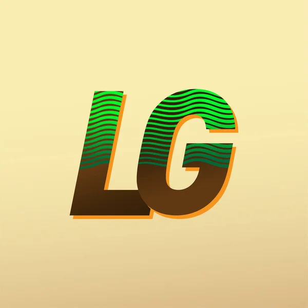 Logotipo Inicial Color Verde Marrón Con Composición Rayas Elementos Plantilla — Archivo Imágenes Vectoriales