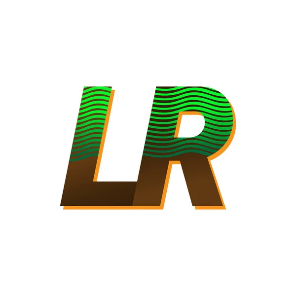 最初の文字のロゴのLr色の緑と茶色の縞模様のコンポーネント あなたのビジネスや会社のアイデンティティのためのベクトルのロゴデザインテンプレート要素 — ストックベクタ
