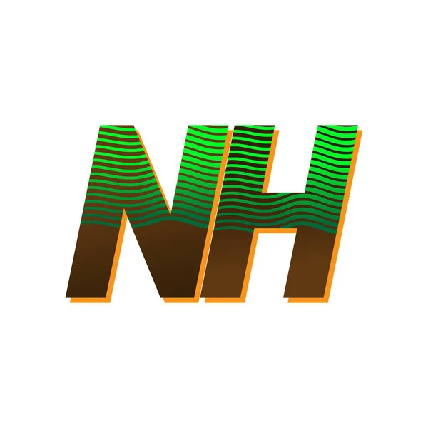 Початковий Логотип Літери Кольоровий Зелений Коричневий Смугастим Компонуванням Елементи Шаблону — стоковий вектор