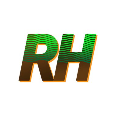 İlk harf logosu RH renkli yeşil ve kahverengi çizgili kombinasyon, şirket veya şirket kimliğiniz için vektör logo tasarım şablonu unsurları