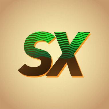 İlk harf logosu SX renkli yeşil ve kahverengi çizgili kombinasyon, şirket veya şirket kimliğiniz için vektör logo tasarım şablonu unsurları