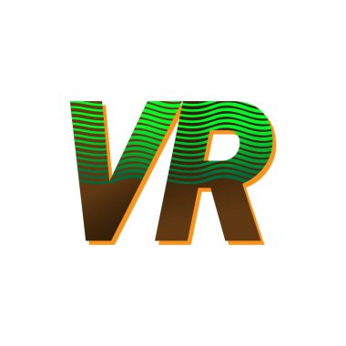 İlk harf logosu VR renkli yeşil ve kahverengi çizgili kombinasyon, şirket veya şirket kimliğiniz için vektör logo tasarım şablonu unsurları