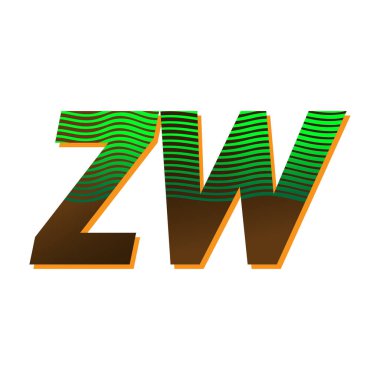 İlk harf logosu ZW çizgili kombinasyonu olan yeşil ve kahverengi renkli, şirket veya şirket kimliğiniz için vektör logo tasarım şablonu unsurları