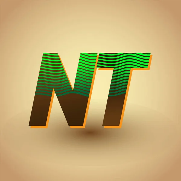 Αρχικό Λογότυπο Επιστολή Χρωματιστό Πράσινο Και Καφέ Ριγέ Σύνθεση Διάνυσμα — Διανυσματικό Αρχείο