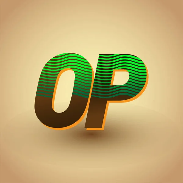 Начальная Буква Логотип Цветной Зеленый Коричневый Полосатой Композицией Элементы Дизайна — стоковый вектор