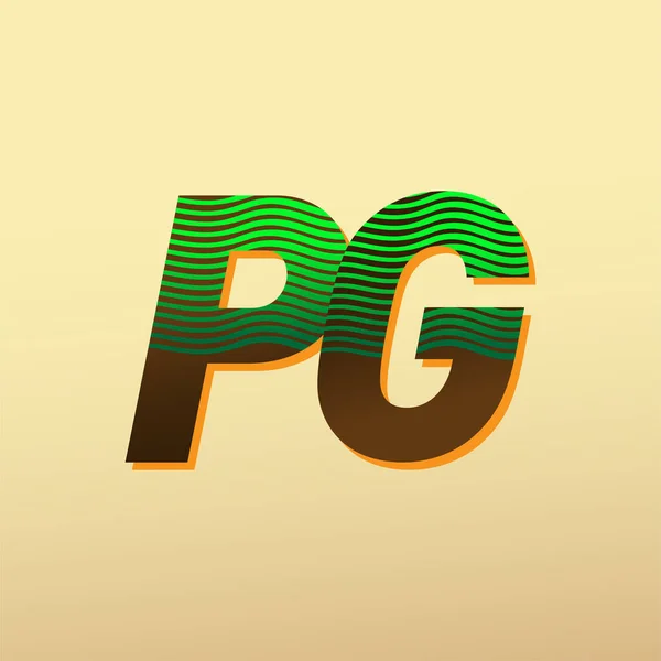 Начальная Буква Логотип Цветной Зеленый Коричневый Полосатой Композицией Элементы Дизайна — стоковый вектор