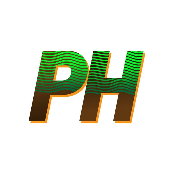 Początkowe Logo Literowe Kolorze Zielonym Brązowym Kompozycją Paski Elementy Szablonu — Wektor stockowy