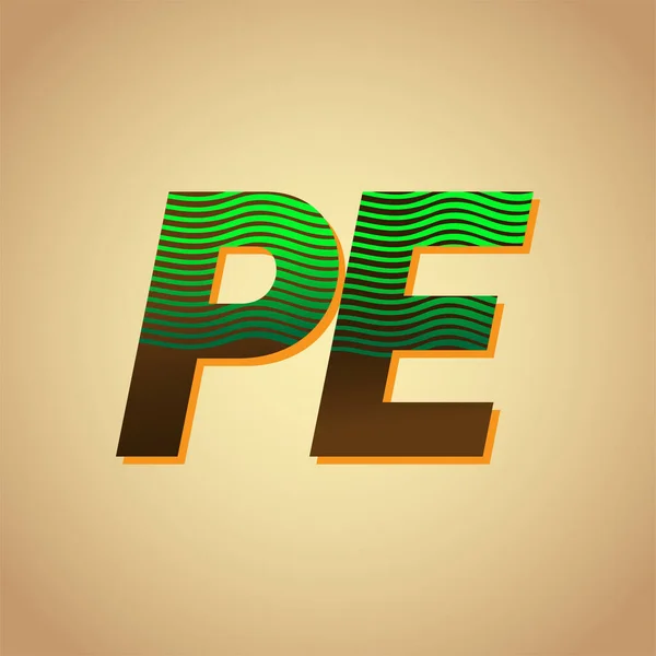 Αρχικό Λογότυπο Επιστολή Χρωματισμένο Πράσινο Και Καφέ Ριγέ Σύνθεση Vector — Διανυσματικό Αρχείο