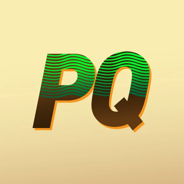 初始字母标识Pq为绿色和棕色 带有条纹组合 向量标识为您的企业或公司标识设计模板元素 — 图库矢量图片