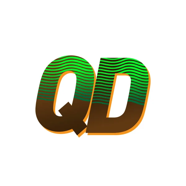最初の文字のロゴあなたのビジネスや会社のアイデンティティのための縞模様の組成物 ベクトルのロゴデザインテンプレート要素と緑と茶色のQd色 — ストックベクタ