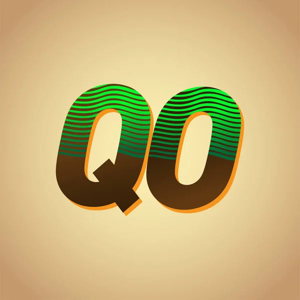 初始字母标识Qo绿色和棕色 带有条纹组合 向量标识为您的业务或公司标识设计模板元素 — 图库矢量图片