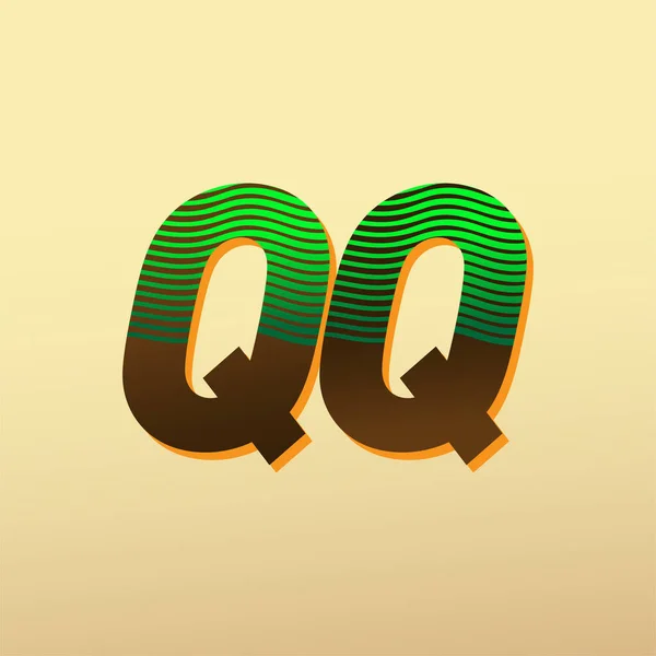 最初の文字のロゴQq色の緑と茶色の縞模様の組成物 あなたのビジネスや会社のアイデンティティのためのベクトルのロゴデザインテンプレート要素 — ストックベクタ