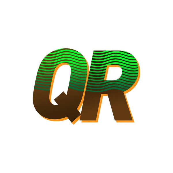 最初の文字のロゴあなたのビジネスや会社のアイデンティティのための縞模様の組成物 ベクトルのロゴデザインテンプレート要素とQr色の緑と茶色 — ストックベクタ