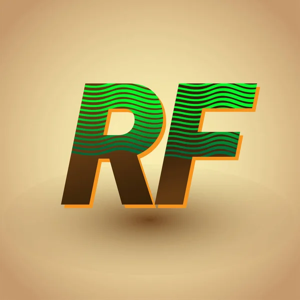 初期の文字のロゴRf縞模様の組成物と緑と茶色の色 あなたのビジネスや会社のアイデンティティのためのベクトルのロゴデザインテンプレート要素 — ストックベクタ
